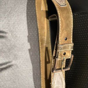 GREEN LEATHER, COWHIDE BELT, SIZE 36